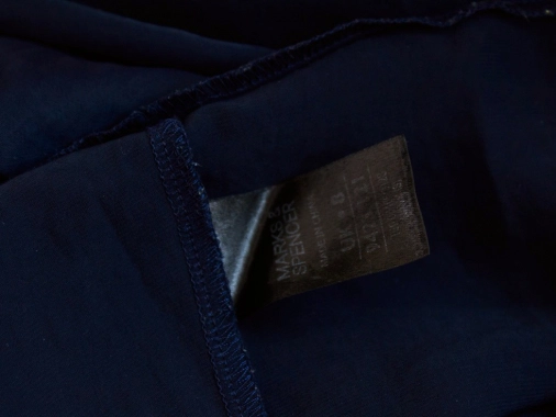 36/S Tmavě modré šaty M&S na zip se zdobením na prsou