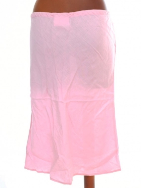 42/XL Růžová lněná letní dámská sukně v pase na stažení