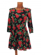 36/S Květinové dámské šaty H&M černé s květy na zip