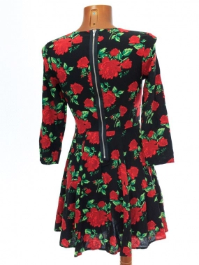 36/S Květinové dámské šaty H&M černé s květy na zip