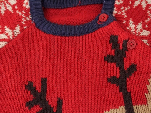 Vánoční svetrýrek s knoflíčky na ramenou 12-18 měsíců