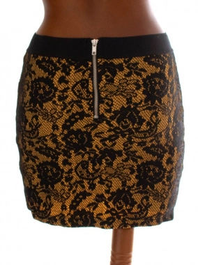 36/S Dámská hořčicovočerná vzorovaná H&M sukně neprůhledná pružná