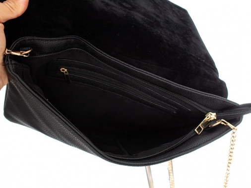 Černá dámská kabelka s luxusní výšivkou