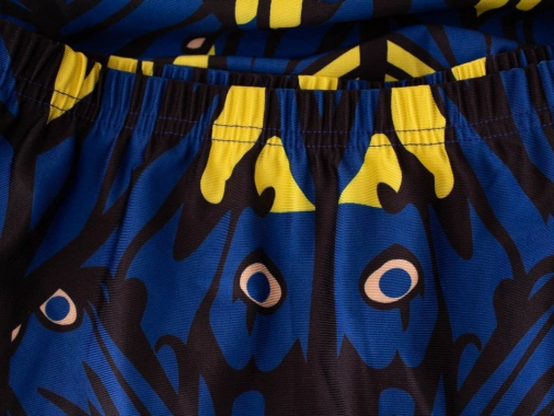 S/M modrá sukně stretch sukně se vzorem