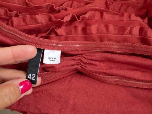 L/XL Dámské hnědorezavé šaty s volánky H&M