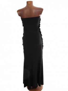 38/M Luxusní společenské černé dámské maxi šaty s volánky