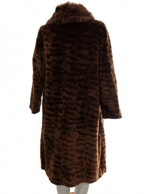 L/XL Dámský hnědý kožešinový kabát