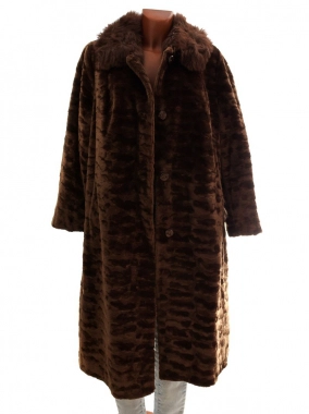 L/XL Dámský hnědý kožešinový kabát