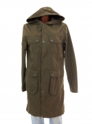 XS Pánská khaki parka H&M s kapucí bavlněná