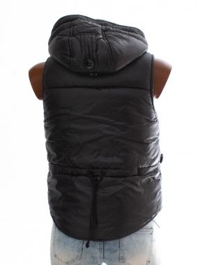36/S Černá dámská prošívaná vesta H&M s kapucí