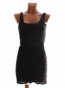 S/M Dámské černé pružné šaty H&M s volánky