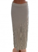 36/S Krémovočerná pruhovaná pružná sukně H&M
