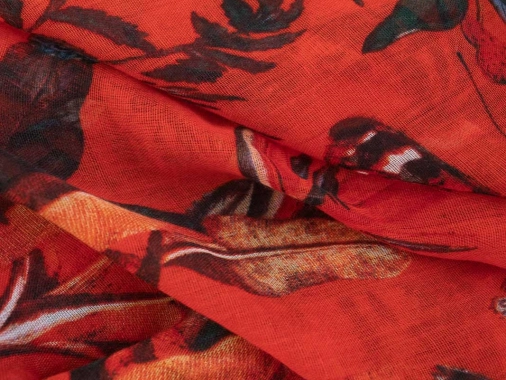 Šátek pareo na plavky H&M oranžovočervený s motýly a květy