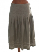 36/S Khaki dámská letní sukně H&M s výšivkou