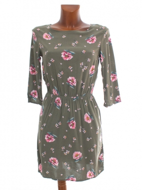 34/XS Khaki květinové dámské šaty H&M