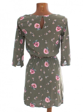 34/XS Khaki květinové dámské šaty H&M