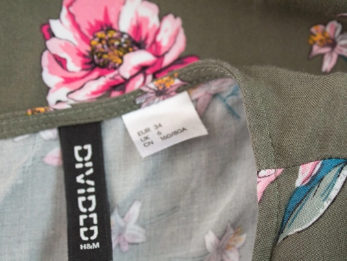 34/XS Khaki květinové dámské šaty H&M