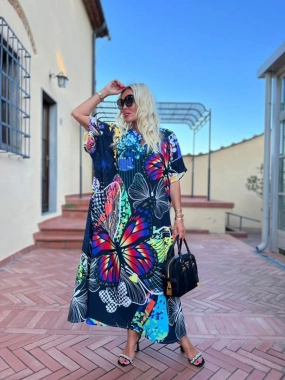 Nové luxusní dámské maxi šaty oversize s motýly