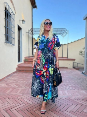 Nové luxusní dámské maxi šaty oversize s motýly