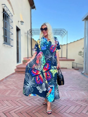 Nové luxusní dámské maxi šaty oversize s motýly