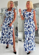 S/M Bílomodré nové květinové dámské letní šaty