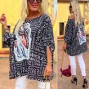 Oversize nová dámská halenka s rukávy roll-up