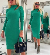 XS-L Zelené nové dámské šaty s dlouhým rukávem