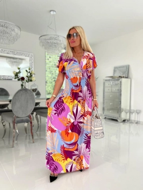 XL/XXL Dlouhé nemačkavé barevné dámské maxi šaty