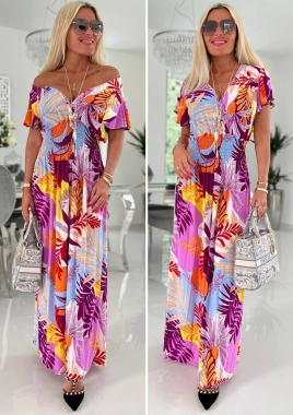 XL/XXL Dlouhé nemačkavé barevné dámské maxi šaty
