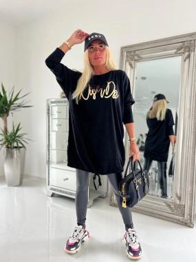 XL/XXL Černé dámské bavlněné šaty šatovka Wish