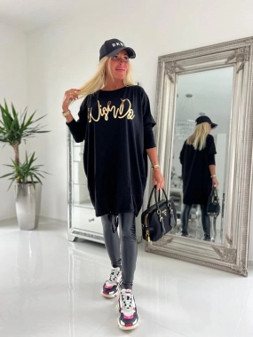 XL/XXL Černé dámské bavlněné šaty šatovka Wish