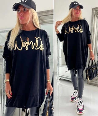XL/XXL Černé dámské bavlněné šaty šatovka Wish