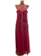 M/L Vínové plesové slavnostní dámské dlouhé šaty