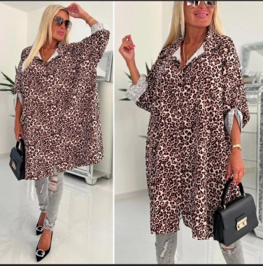 Leopardí big košile tunika či košilové šaty na knoflíky