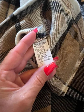 XXL Dámský káro kabátek podzim/jaro na knoflíky