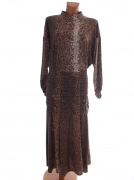 36/S Pružné hnědé vzorované dámské šaty H&M