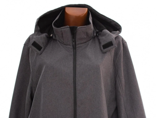 XL Šedá pánská softschellová bunda s kapucí