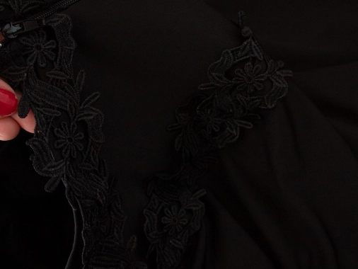 L/XL Luxusní černé slavnostní pružné dámské šaty