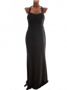 L/XL Luxusní černé slavnostní pružné dámské šaty