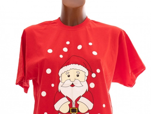 L Vánoční dámské bavlněné červené tričko
