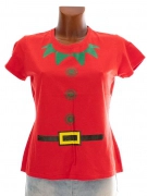 M/L Dámské červené vánoční tričko Elf