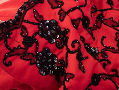 XS/S Červené plesové dámské šaty bez ramínek