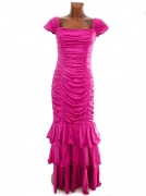 M/L Purple tmavě růžové pružné šaty s volány