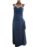 M/L Modré plesové společenské luxusní šaty