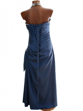 M/L Modré plesové společenské luxusní šaty