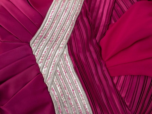 S/M Růžovofialové společenské dámské dlouhé šaty