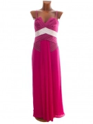 S/M Růžovofialové společenské dámské dlouhé šaty