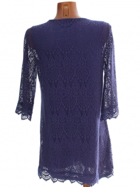 40/42 Modrofialové krajkové dámské šaty H&M