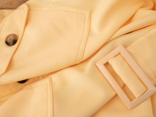 S/M Žluté dámské šaty s páskem s dlouhým rukávem