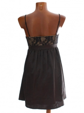 34/XS Saténové černé dámské šaty Orsay s krajkou